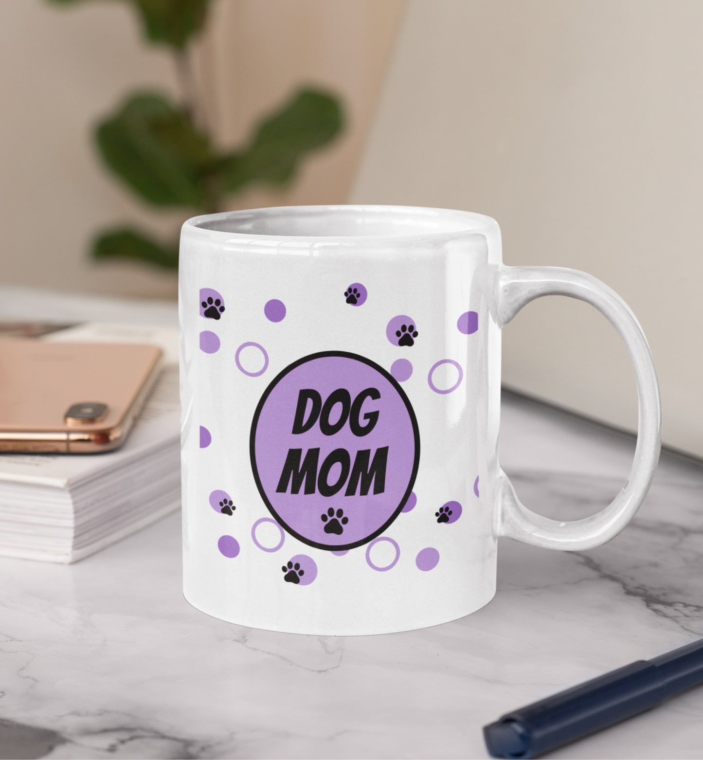 Purple Dot Dog Mom Mug