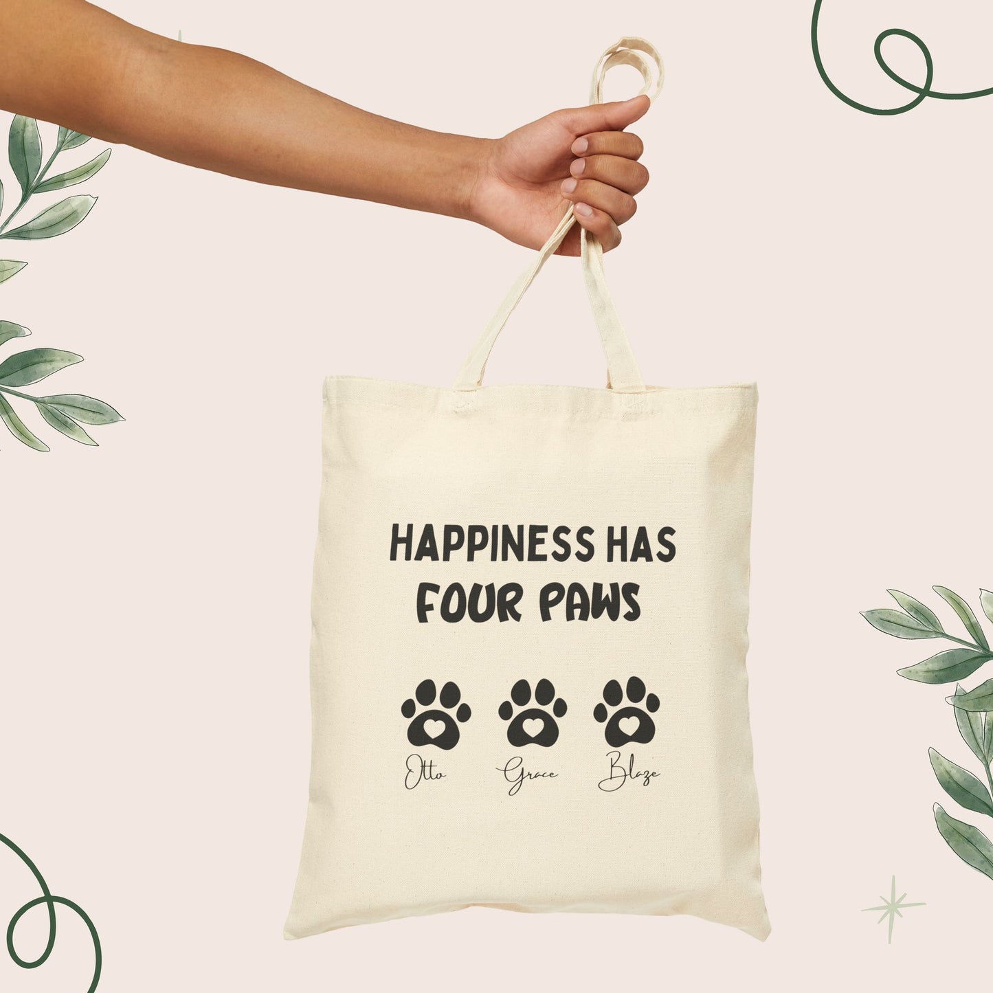 Happiness Has Four Paws Tote Bag