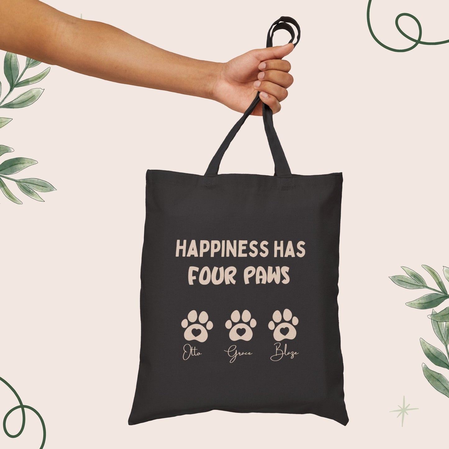Happiness Has Four Paws Tote Bag
