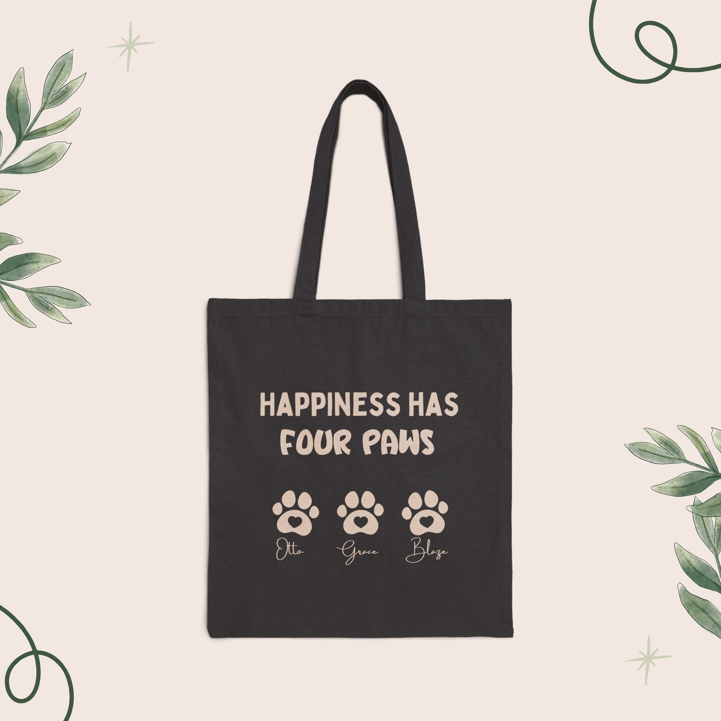 Happiness Has Four Paws Tote Bag