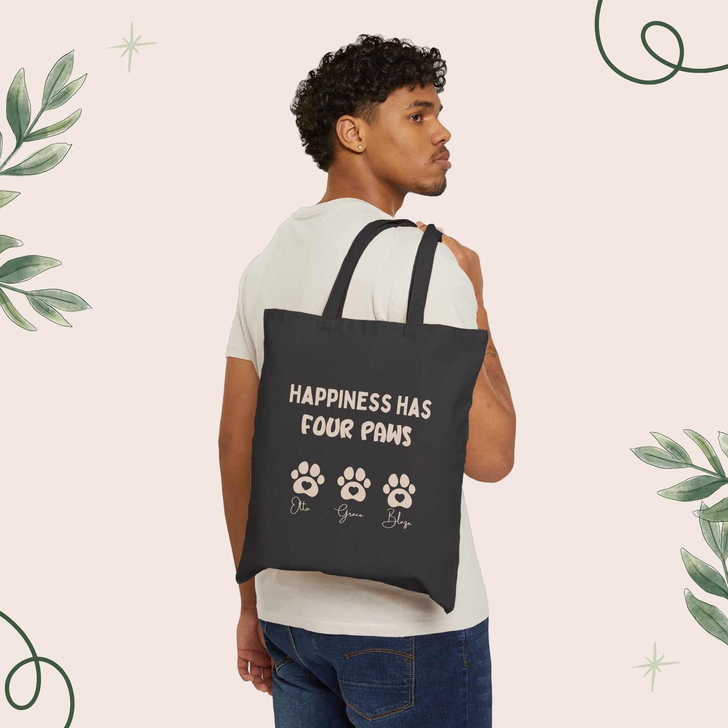 Happiness Has Four Paws Tote Bag