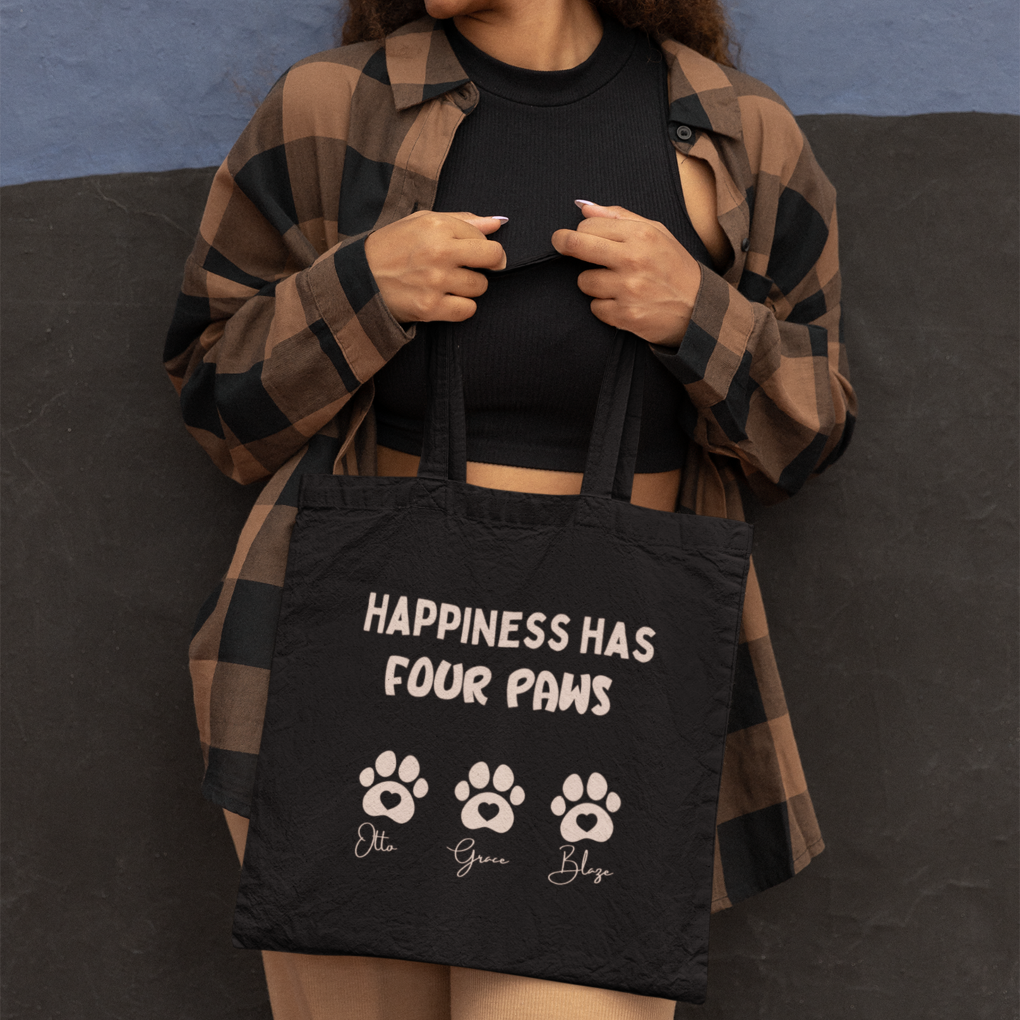 Happiness Has Four Paws Tote Bag