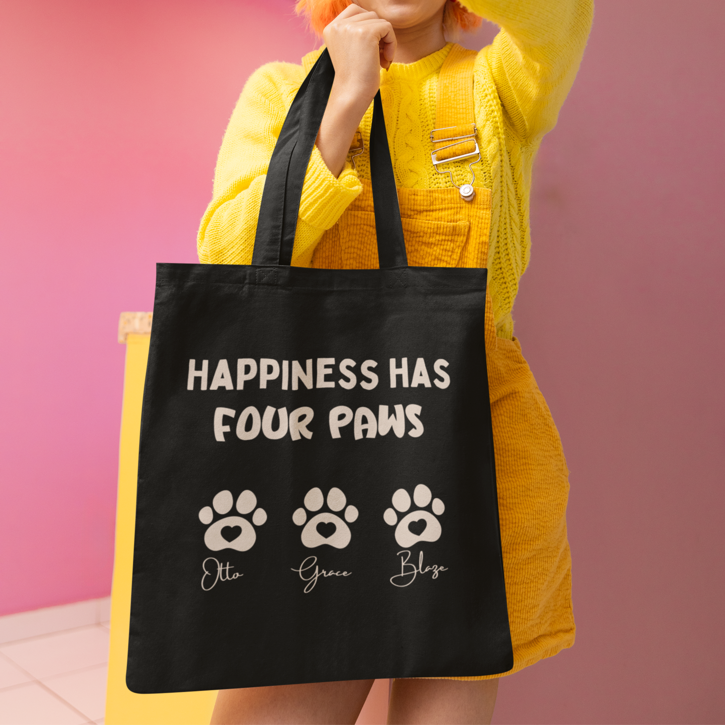 Happiness Has Four Paws Tote Bag