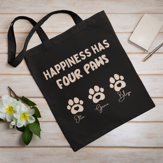 Happiness Has Four Paws Tote Bag